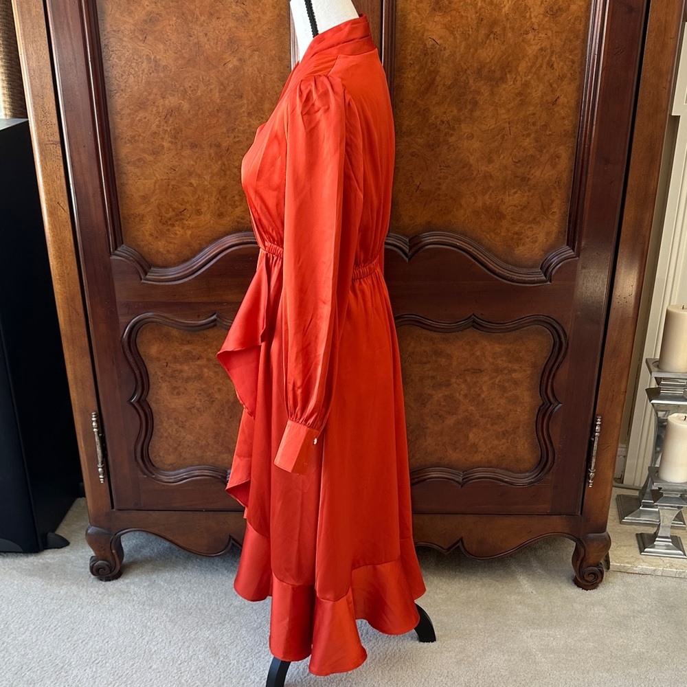 Chicwish Rust Faux Wrap Ruffle Dress - Picture 3 of 10